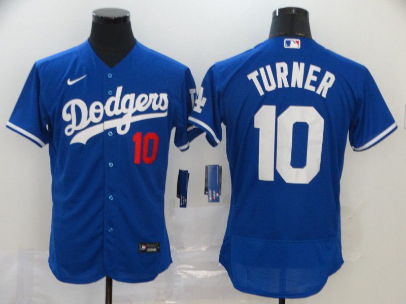 Men Los Angeles Dodgers #10 Turner Blue Nike Elite MLB Jerseys
